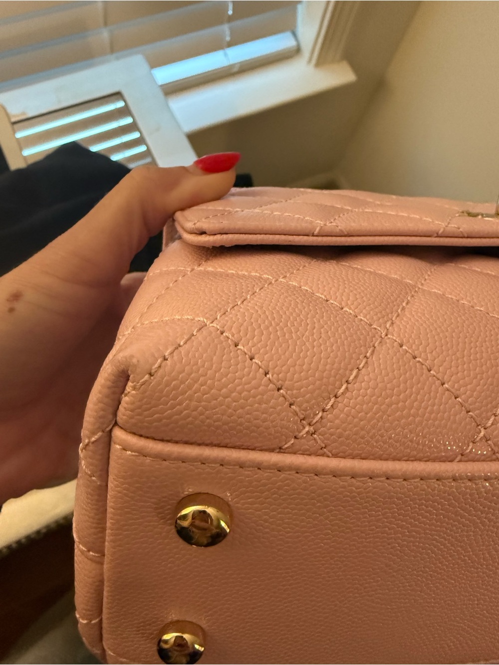 Chanel Quilted Top Handle Bag in Pastel Pink - Picture 6 of 16
